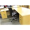 Image 2 : BURL MAPLE 7' X 7.5' L-SHAPE BOW FRONT EXECUTIVE DESK LH