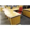 Image 2 : BURL MAPLE WITH MAHOGANY TRIM 6' X 6.5' L-SHAPE BOW FRONT EXECUTIVE DESK RH