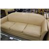 Image 2 : PEACH LEATHER SOFA SEAT, 2 ARM CHAIRS AND SOFA