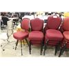 Image 2 : LOT OF 15 BURGUNDY STACKING SIDE CHAIRS AND BURGUNDY BAR HEIGHT STOOL