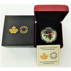 CANADA-2014 25 CENT  COLORIZED SCARLET TANAGER