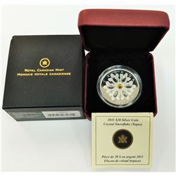 CANADA- 2011 $20 SILVER CRYSTAL SNOWFLAKE WITH TOPAZ