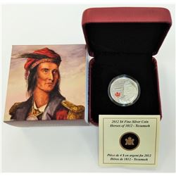 CANADA-2012 $4 SILVER TECHUMSEH PROOF
