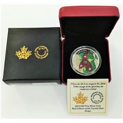 CANADA-2014 $20 SILVER RED TRILLIUM WITH CRYSTALS