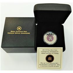 CANADA-2013 $5 SILVER MOTHER & BABY ICE FISHING