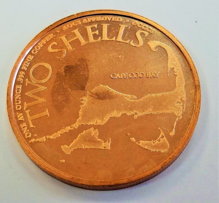 1 OZ PURE COPPER ROUND-CAPE COD SHELLS