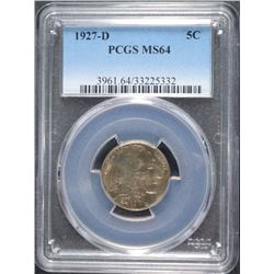1927-D BUFFALO NICKEL, PCGS MS-64