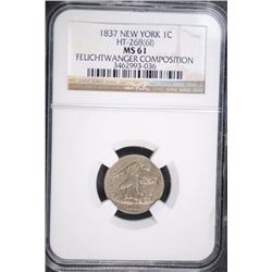 1837 FEUCHTWANGER ONE CENT HT-268 (61) NGC MS-61