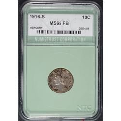 1916-S MERCURY DIME NTC GEM BU FB