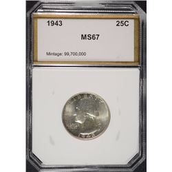 1943 WASHINGTON QUARTER PCI SUPERB GEM BU