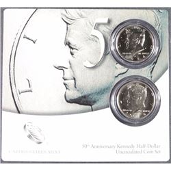 2014 P D Kennedy Clad 50th Anniversary, High Relief, Half Dollar 2 Coin Set