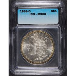 1888-O MORGAN SILVER DOLLAR, ICG MS-65