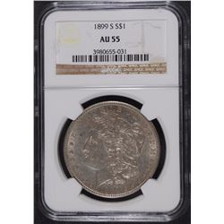 1899-S MORGAN SILVER DOLLAR, NGC AU-55