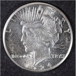 1924-S PEACE SILVER DOLLAR AU+/BU
