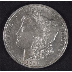 1891 MORGAN SILVER DOLLAR AU