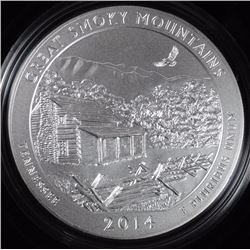 2014 5 OZ AMERICA THE BEAUTIFUL GREAT SMOKY MTN NATIONAL PARK UNC SILVER ROUND