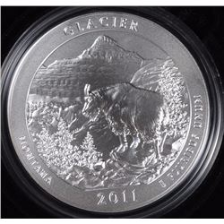 2011 America the Beautiful 5oz SILVER UNC COIN - GLACIER NATL PARK