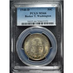 1946-D BOOKER T WASHINGTON HALF DOLLAR PCGS MS66 SUPERB COLOR!