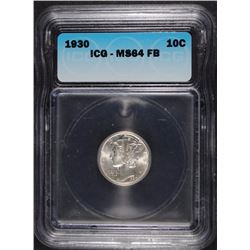 1930 MERCURY DIME ICG MS64 FB WHITE