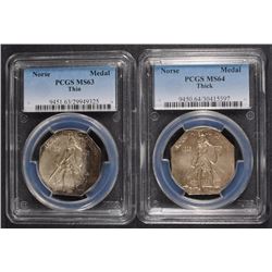 1925 NORSE THICK & THIN PCGS SET! THICK - MS64, THIN - MS63