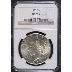1928 PEACE DOLLAR NGC MS62+ NICE