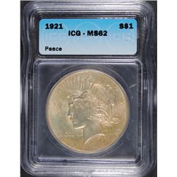 1921 PEACE DOLLAR ICG MS62