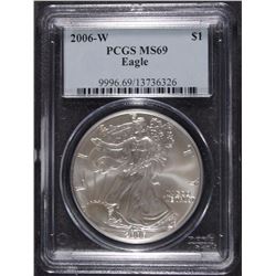 2006-W AMERICAN SILVER EAGLE, PCGS MS-69