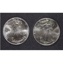 ( 2 ) 1993 GEM BU AMERICAN SILVER EAGLES