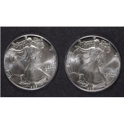 ( 2 ) GEM BU 1986 AMERICAN SILVER EAGLES, BETTER DATE