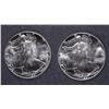 Image 1 : ( 2 )  GEM BU 1987 AMERICAN SILVER EAGLES,  BETTER DATE