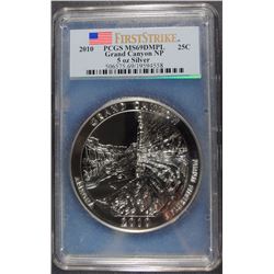 2010 5 Oz. SILVER GRAND CANYON NATIONAL PARKS QUARTER, PCGS MS-69DMPL 1st STRIKE