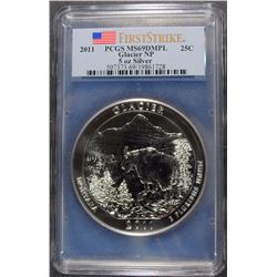 2011 5 Oz. SILVER  GLACIER NATIONAL PARKS QUARTER, PCGS MS-69 DMPL 1st STRIKE