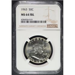 1963 FRANKLIN HALF DOLLAR, NGC MS-64 FBL