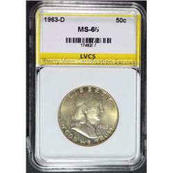 1963-D FRANKLKIN HALF DOLLAR, LVCS GEM BU