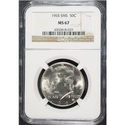 1965 SMS KENNEDY HALF DOLLAR, NGC MS-67