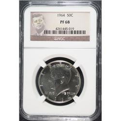 1964 KENNEDY HALF DOLLAR, NGC PF-68