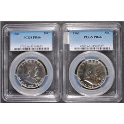 ( 2 ) 1961 FRANKLIN HALF DOLLARS PCGS PR-66