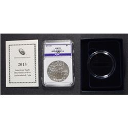 2013-W BURNISHED AMERICAN SILVER EAGLE ICGA PERFECT GEM BU, WITH ORIG BOX/COA