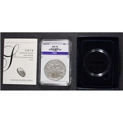 2014-W BURNISHED AMERICAN SILVER EAGLE ICGA PERFECT GEM BU, WITH ORIG BOX/COA