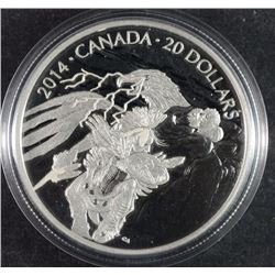 2014 LEGEND OF NANABOOZHOO $20 COIN - 1 OZ PURE SILVER - IN ORG BOX/COA