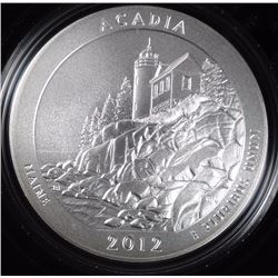 2012 America the Beautiful 5oz SILVER UNC COIN - ACADIA NATL PARK