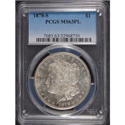 1878-S MORGAN SILVER DOLLAR PCGS MS63 PL