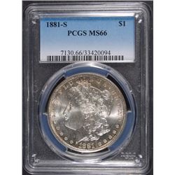 1881-S MORGAN SILVER DOLLAR PCGS MS66 SUPERB