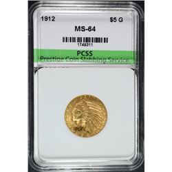 1912 $5 INDIAN HEAD GOLD HALF EAGLE PCSS CH BU