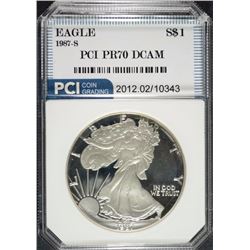 1987-S AMERICAN SILVER EAGLE PCI GRADED PERFECT PROOF DCAM
