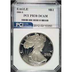 1988-S AMERICAN SILVER EAGLE PCI GRADED PERFECT PROOF DCAM