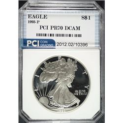 1993-P AMERICAN SILVER EAGLE PCI GRADED PERFECT PROOF DCAM