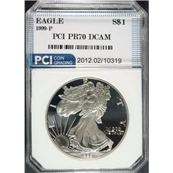 1999-P AMERICAN SILVER EAGLE PCI GRADED PERFECT PROOF DCAM