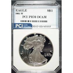 2001-W AMERICAN SILVER EAGLE PCI GRADED PERFECT PROOF DCAM