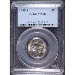 1945-S JEFFERSON NICKEL PCGS MS66